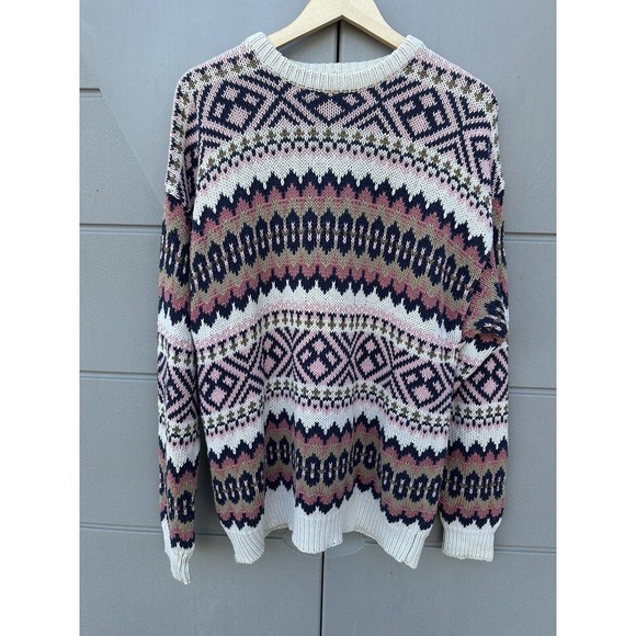 Compagnie Generale Aeropostale Vintage Nordic Pattern Cotton Grandpa Sweater L - Picture 3 of 7
